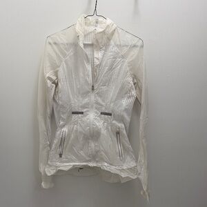 Lululemon Run Wild Jacket Full Zip White Mesh Lace Ruffle Lightweight